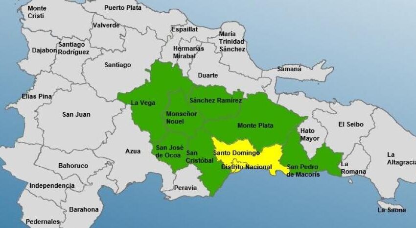  Elevan alerta amarilla para el Gran Santo Domingo y verde para otras siete provincias