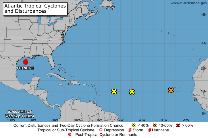  La tormenta tropical Francine ya se intensificó a huracán categoría 1