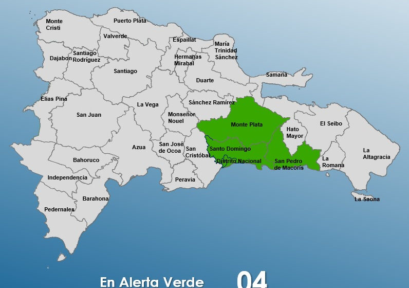  Alerta verde por lluvias para el DN, Santo Domingo y San Pedro