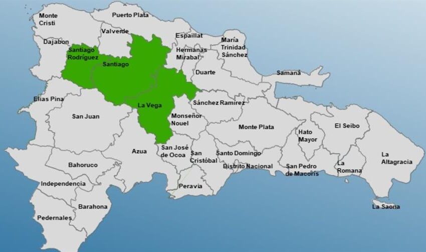  Santiago, La Vega y Santiago Rodríguez en alerta verde por posibles aguaceros