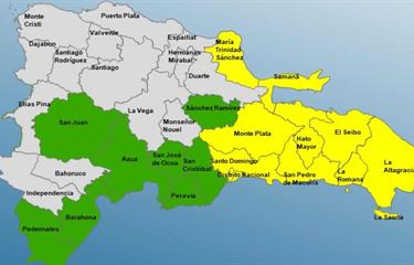  COE aumenta provincias en alerta: 10 en amarilla y ocho en verde