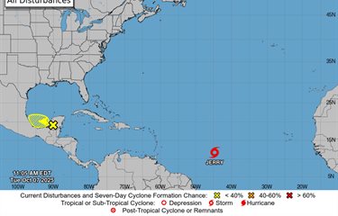  Se forma Jerry, la décima tormenta tropical en el Atlántico